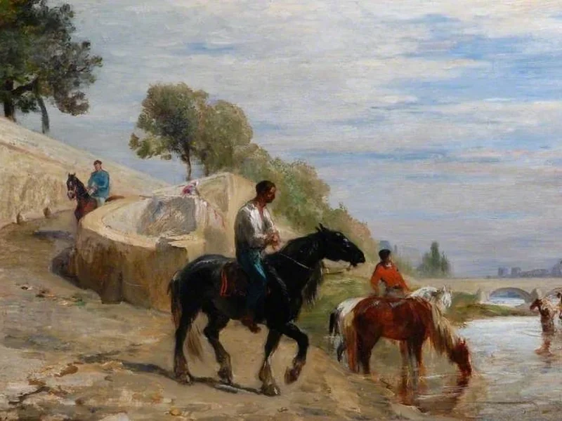 1829-Jules Héreau - Cavalli che bevono